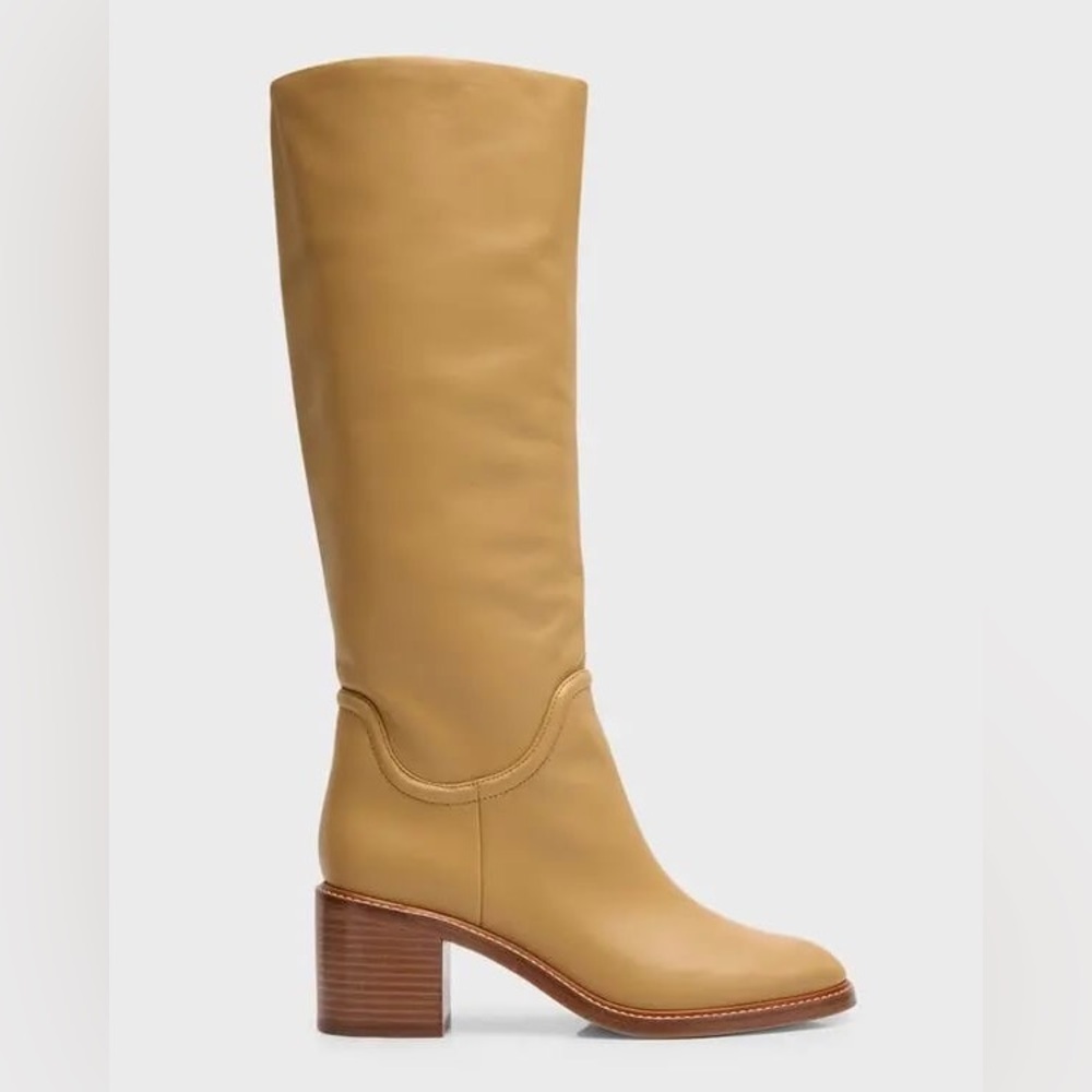 Vince Fabian Block-Heeled Leather Boots NWOB